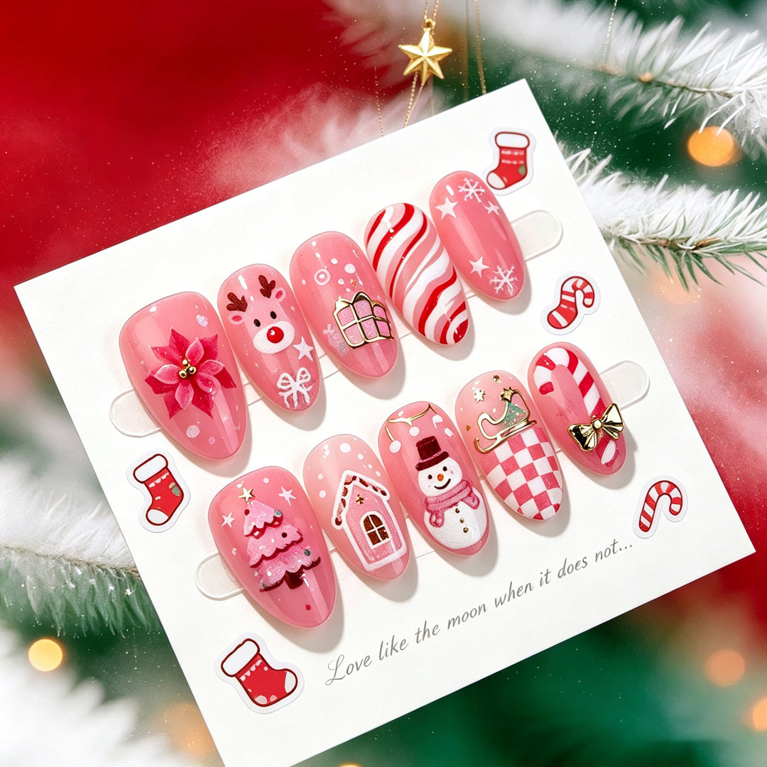 Festive Decorative Press-On Nail Set
