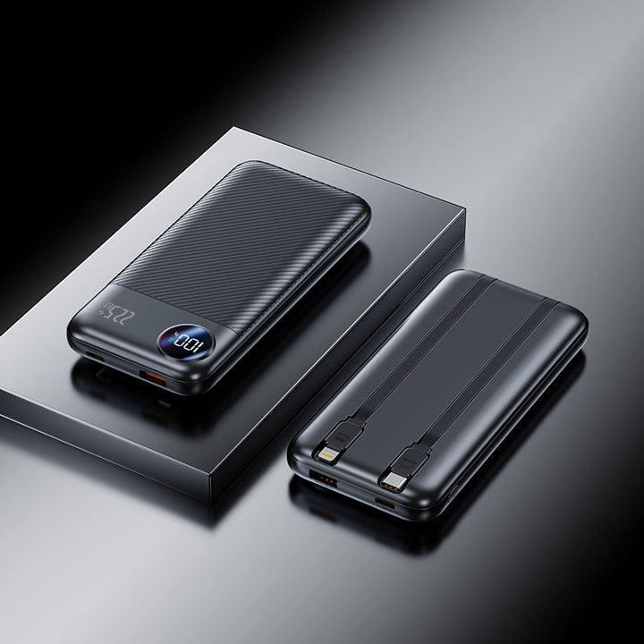 Portable power bank with integrated charging cable and digital charge level display Kalsten