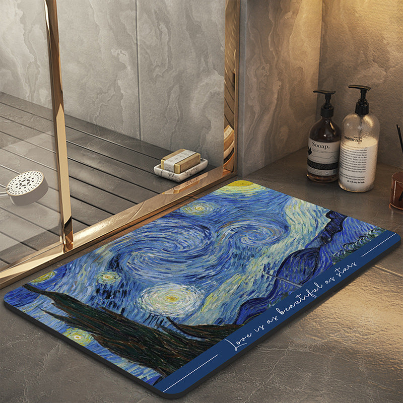 Artistic Round Bathroom Mat for Home