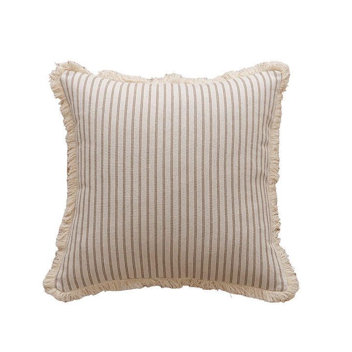 Striped Fringe Decorative Pillow