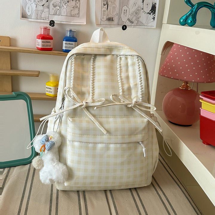 Stylish Gingham Print School Backpack Kalsten