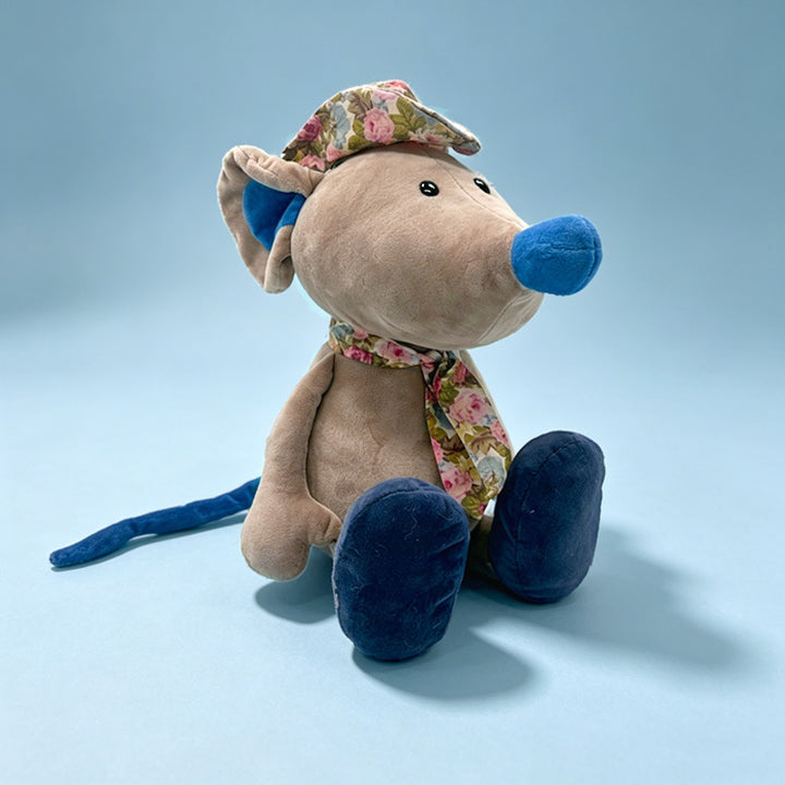 Plush Mouse Nursery Comforter with Floral Cap and Scarf, Velvet Paws Kalsten