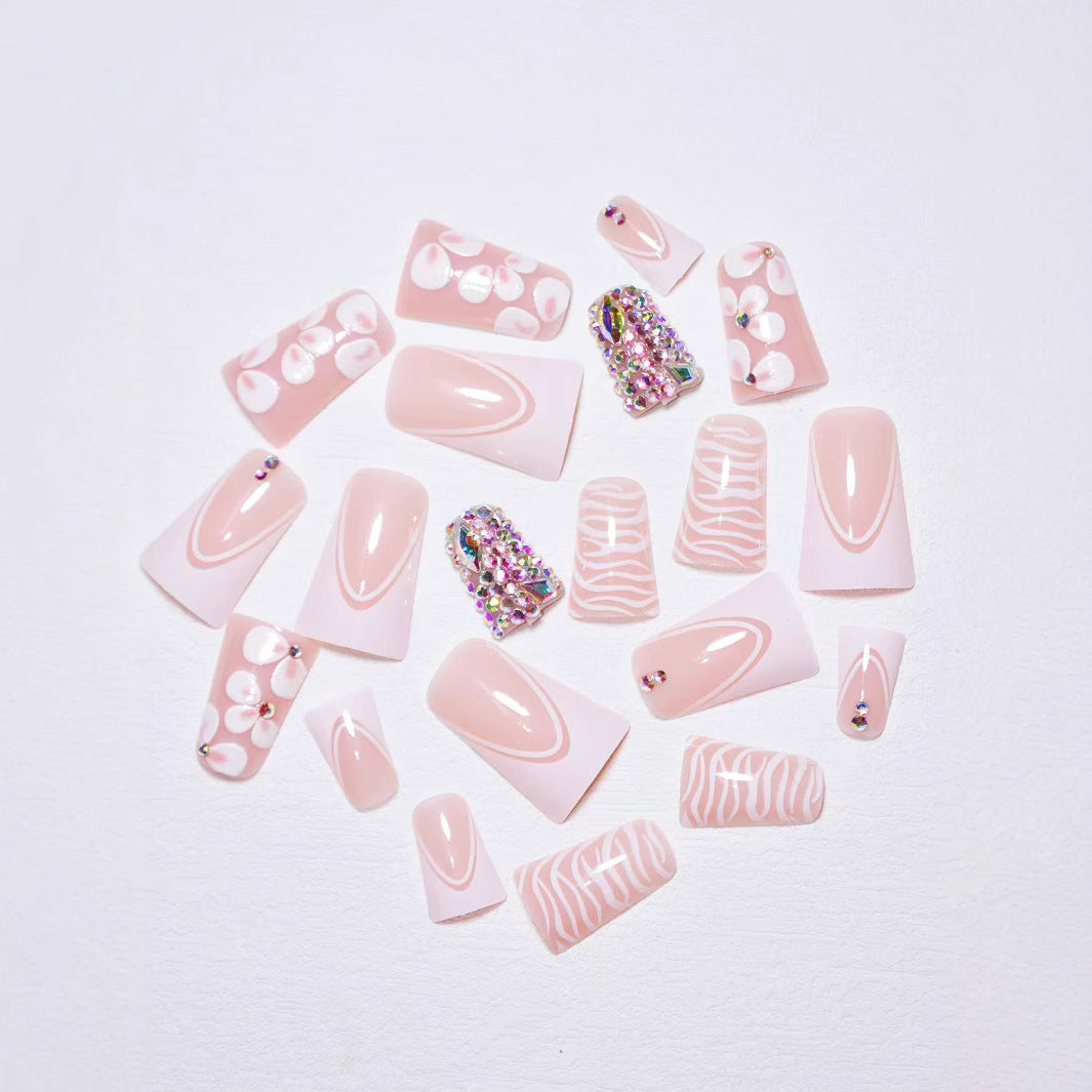 Decorative Press-On Nail Art Set with Gemstone Accents Kalsten