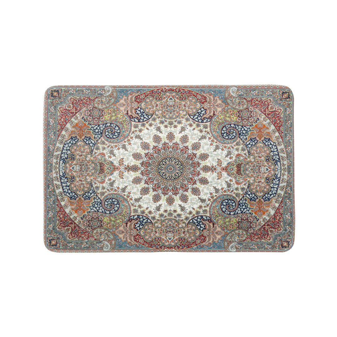 Oriental rug in Persian medallion style, machine-knotted short pile rug Kalsten