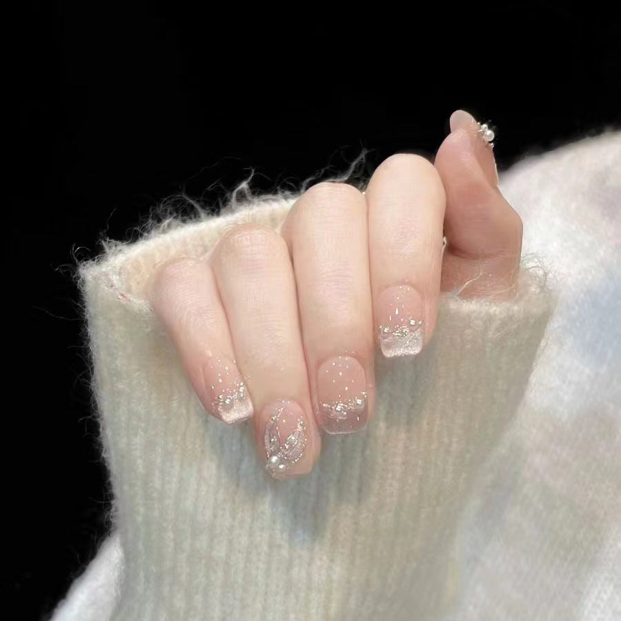 Floral Art Press-On Nail Set with Pearls Kalsten
