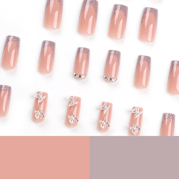 Artful Nail Extensions with Glitter and Decorative Accents Kalsten