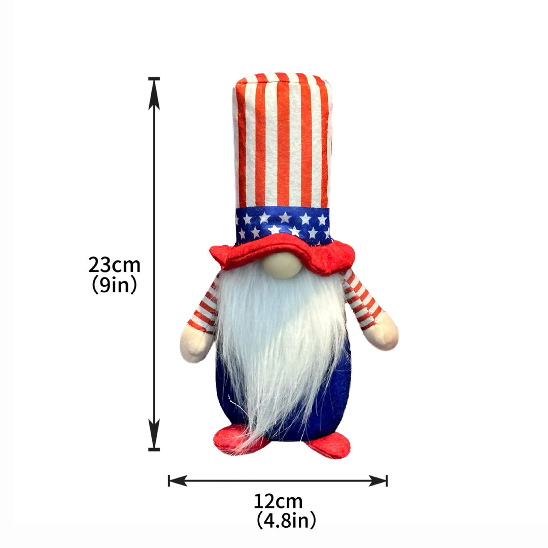 Unisex nan patriotic plush standing gnome ornament with tall star-spangled hat and long faux beard Kalsten