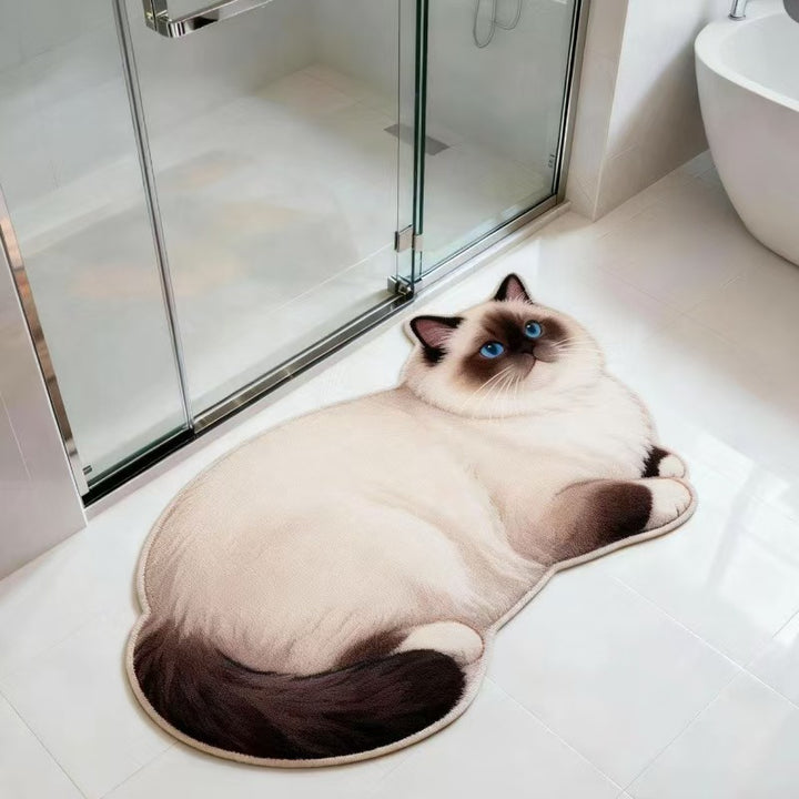 Cat-Shaped Plush Bath Mat