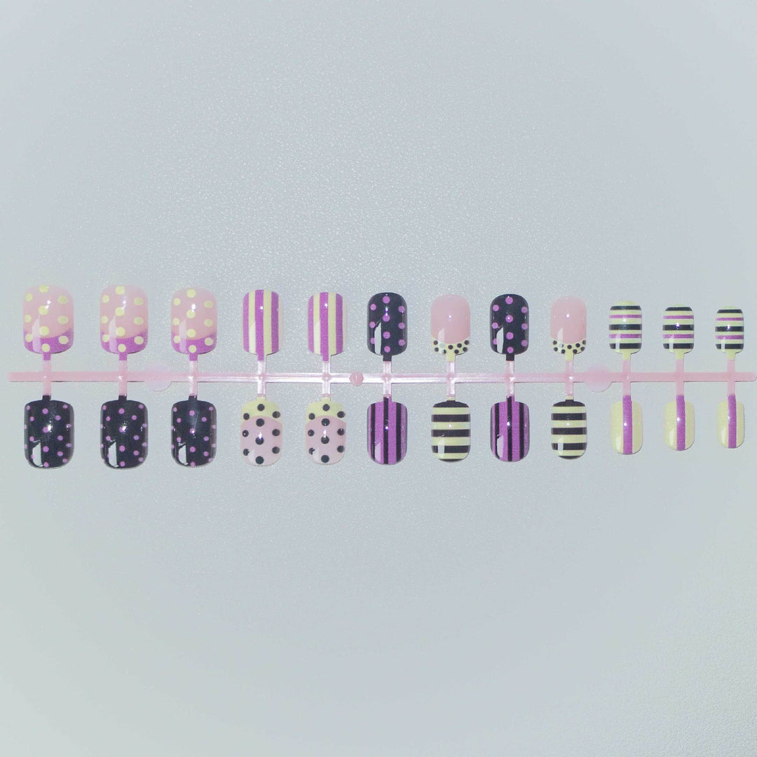 Artistic Striped and Polka Dot Nail Art Kit
