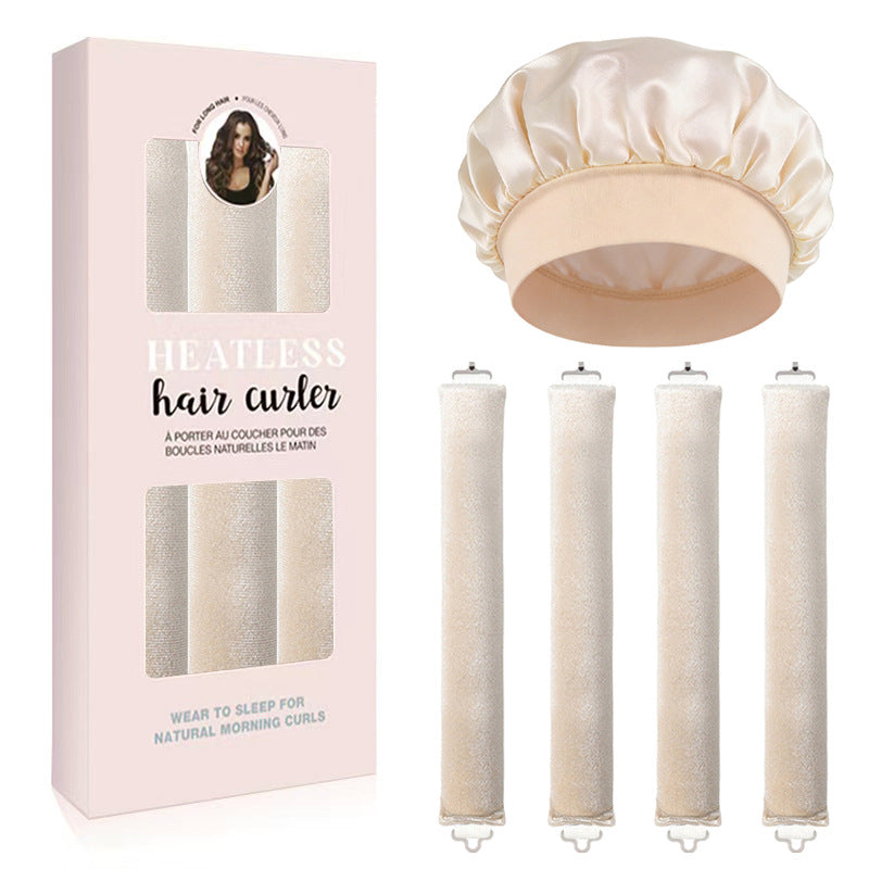 Satin Sleep Cap and Hair Rollers