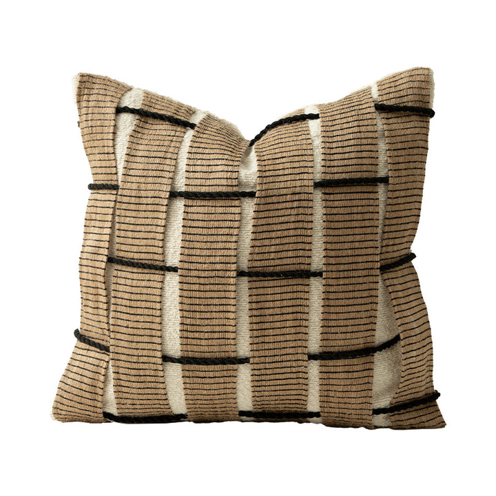 Square Decorative Cushion with Woven Checkered Pattern Relief Structure Kalsten