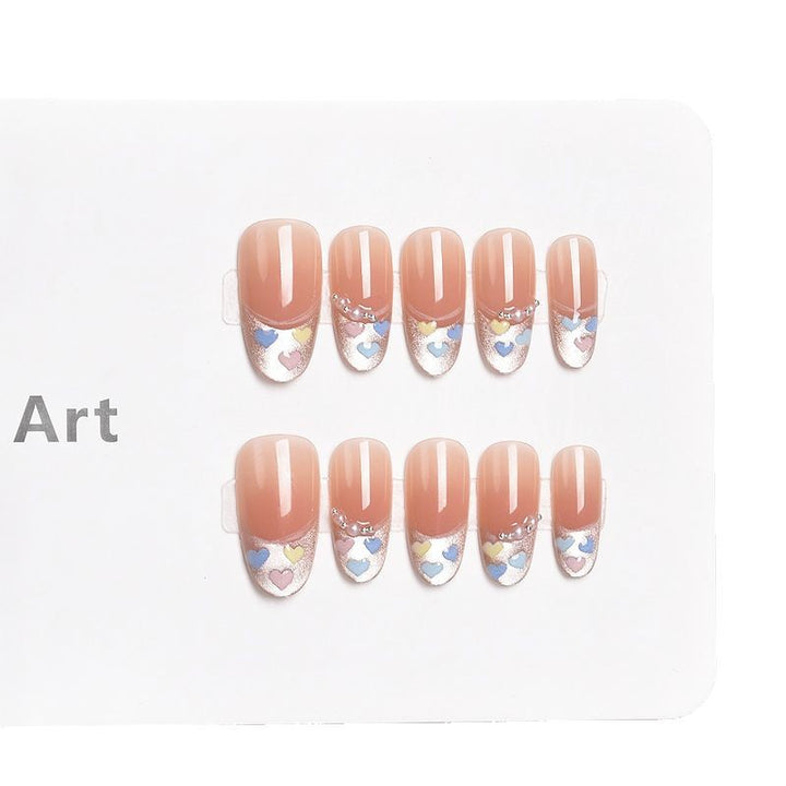 Artistic Floral French Tip Press-On Nail Set Kalsten