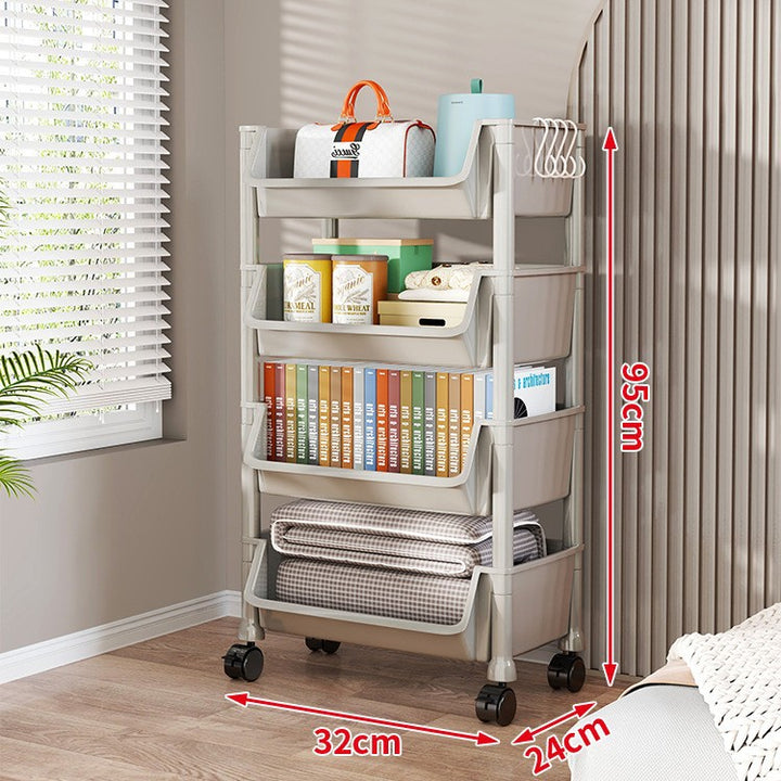 Compact Two-Tier Rolling Utility Cart with Deep Removable Plastic Bins