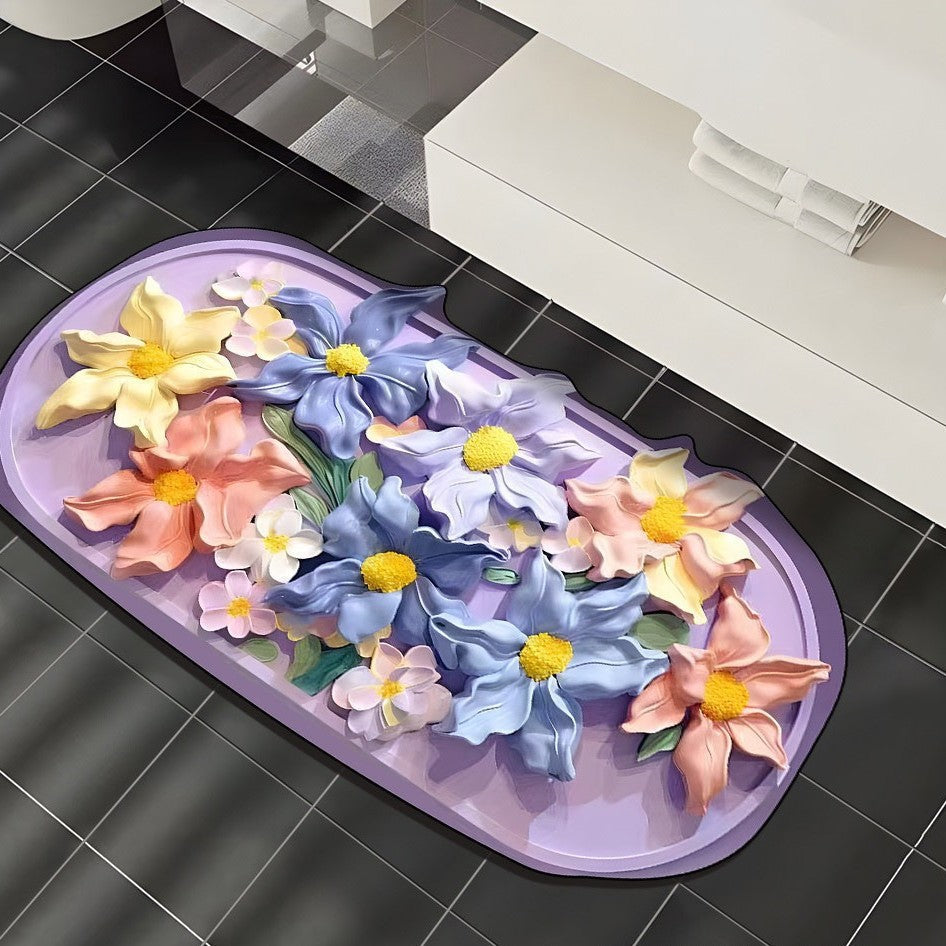 Floral 3D Decorative Bathroom Mat for Home