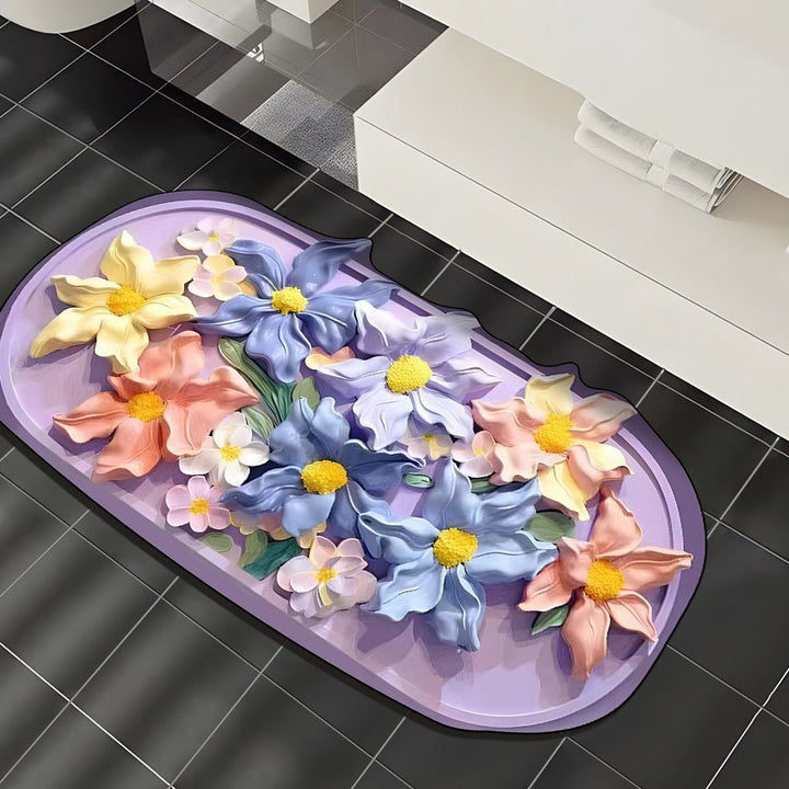 Floral 3D Decorative Bathroom Mat for Home