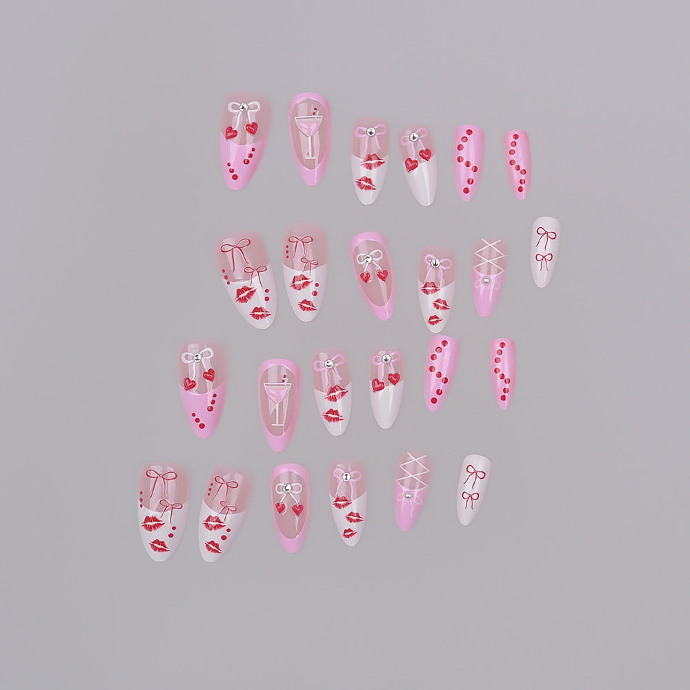 Romantic Kiss-Themed Press-On Nail Set Kalsten