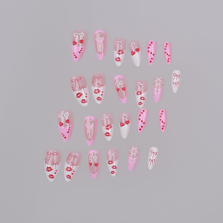 Romantic Kiss-Themed Press-On Nail Set Kalsten