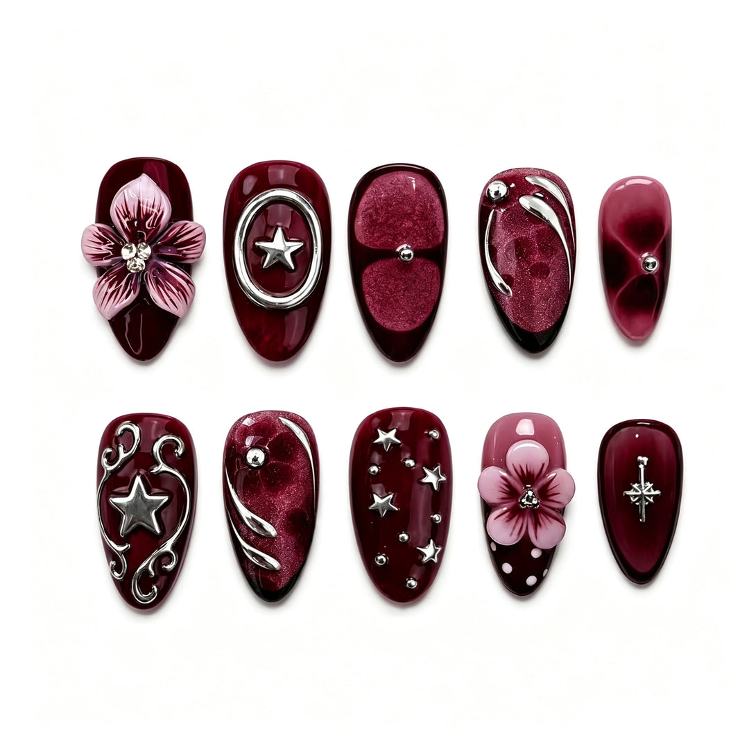 Artistic Embellished Press-On Nail Art Set Kalsten