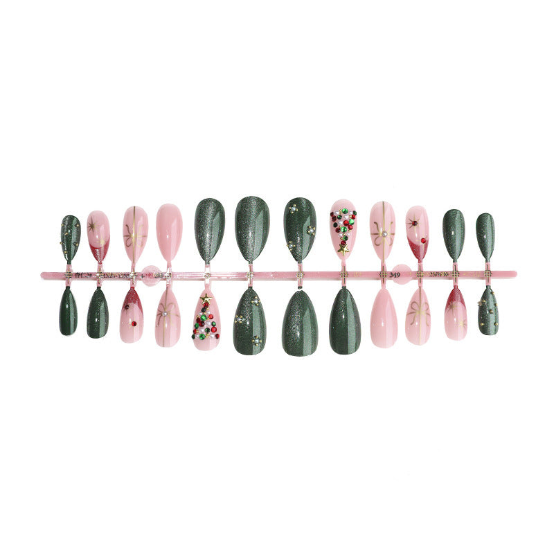 Holiday-Themed Press-On Nail Art Set with Decorative Christmas Elements Kalsten