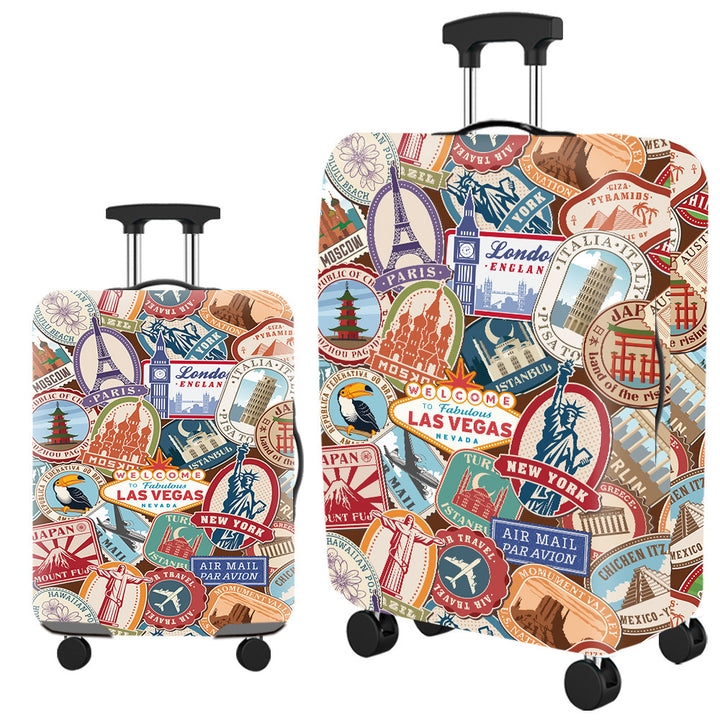 Vintage Travel-Themed Hard Shell Suitcase Kalsten