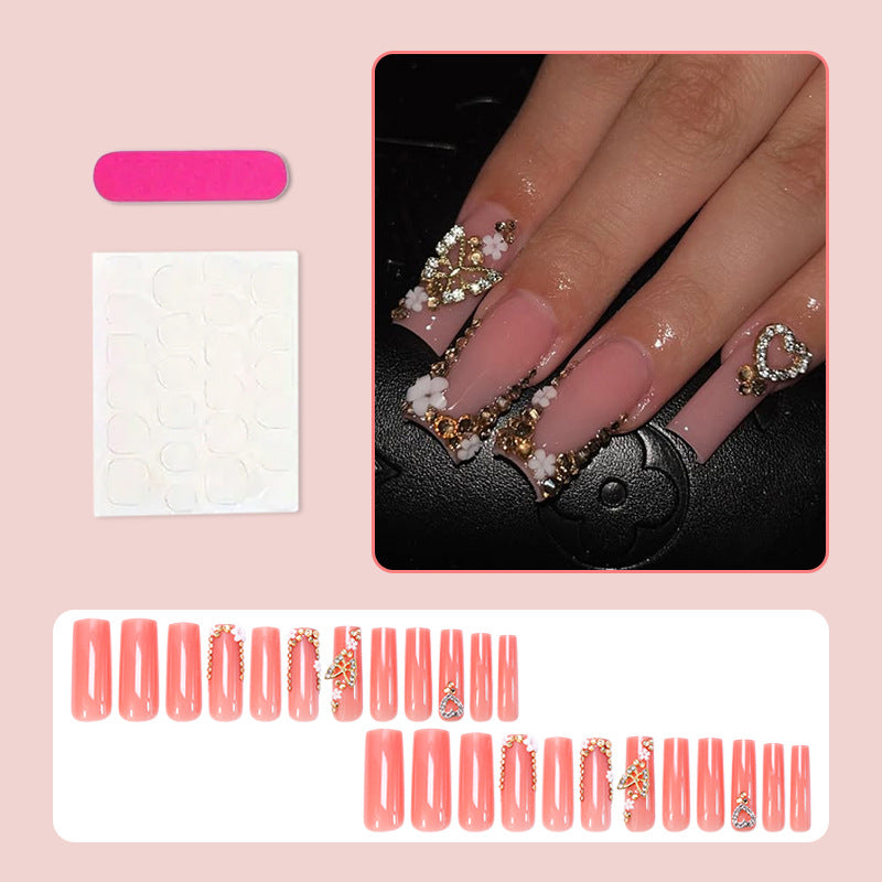 Acrylic nail set with glamorous 3D decorations and elegant design Kalsten