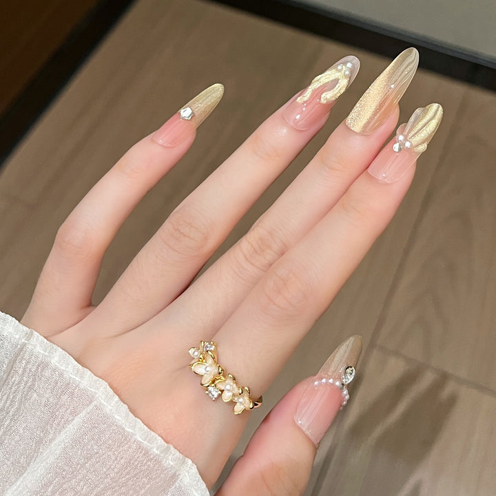 Decorative Crystal-Embellished Press-On Nail Art Kalsten