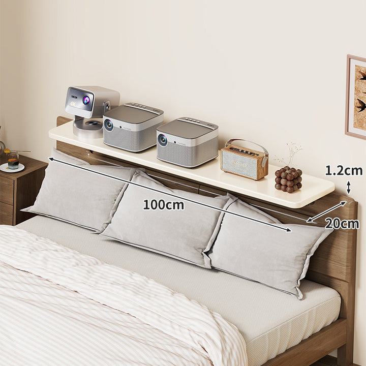 Wall-Mounted Slim Floating Headboard Shelf with Rounded Corners and Concealed Brackets