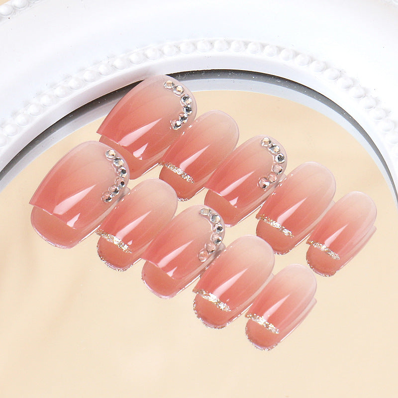 Elegant Ombre Press-On Nail Set with Decorative Rhinestone Accents Kalsten