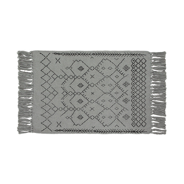 Flat-woven entrance and living room rug with Moroccan diamond jacquard and decorative fringes Kalsten