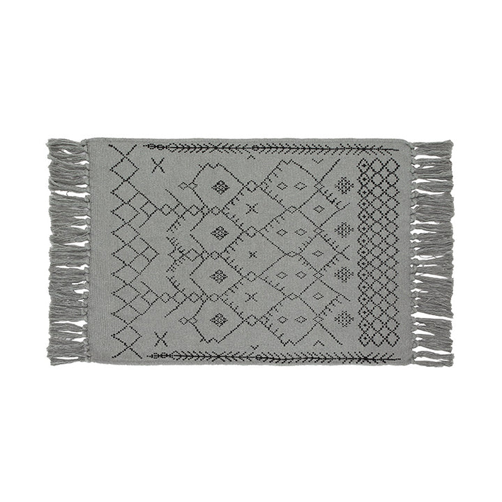 Flat-woven entrance and living room rug with Moroccan diamond jacquard and decorative fringes Kalsten
