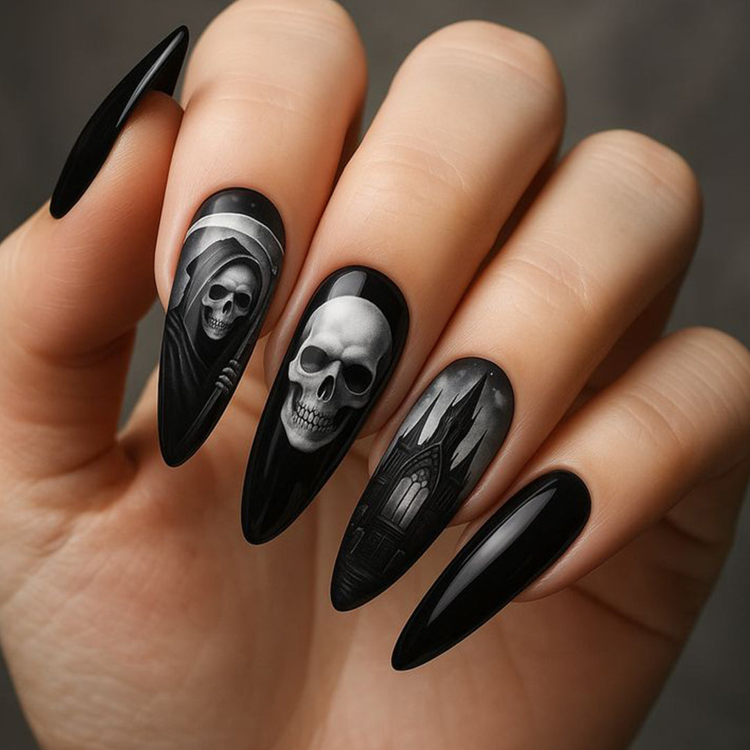 Gothic-Inspired 3D Nail Art Kalsten