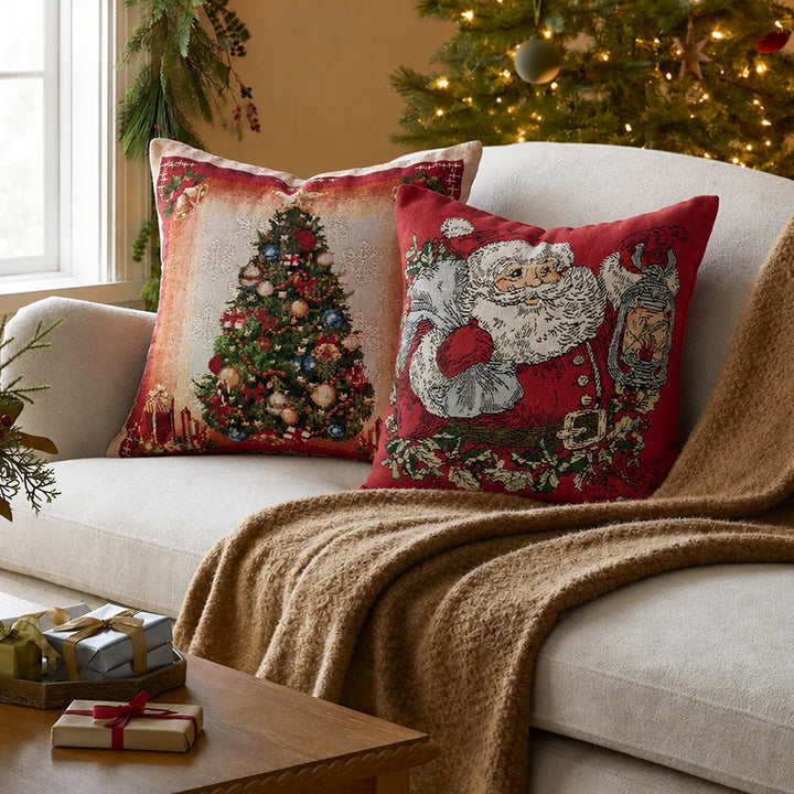 Christmas tapestry cushion cover with Santa motif and tapestry-like weave structure Kalsten