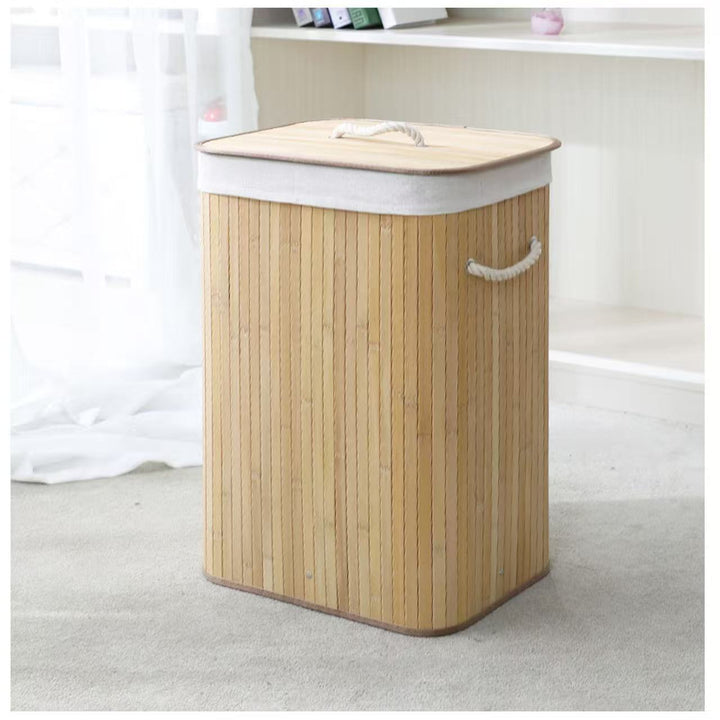 High-quality bamboo laundry container with lid Kalsten