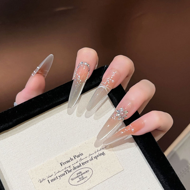 Elegant Stiletto Press-On Nail Extensions with Rhinestones Kalsten