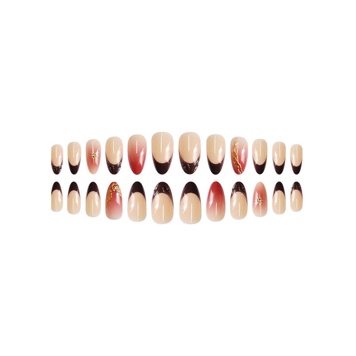 Artistic Press-On Nail Design with Gold Accents Kalsten