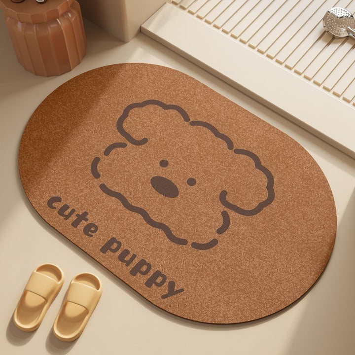 Playful Puppy-Themed Bath Rug