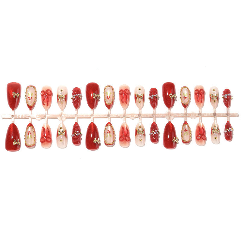 Decorative Press-On Nail Set with Holiday Designs kalsten