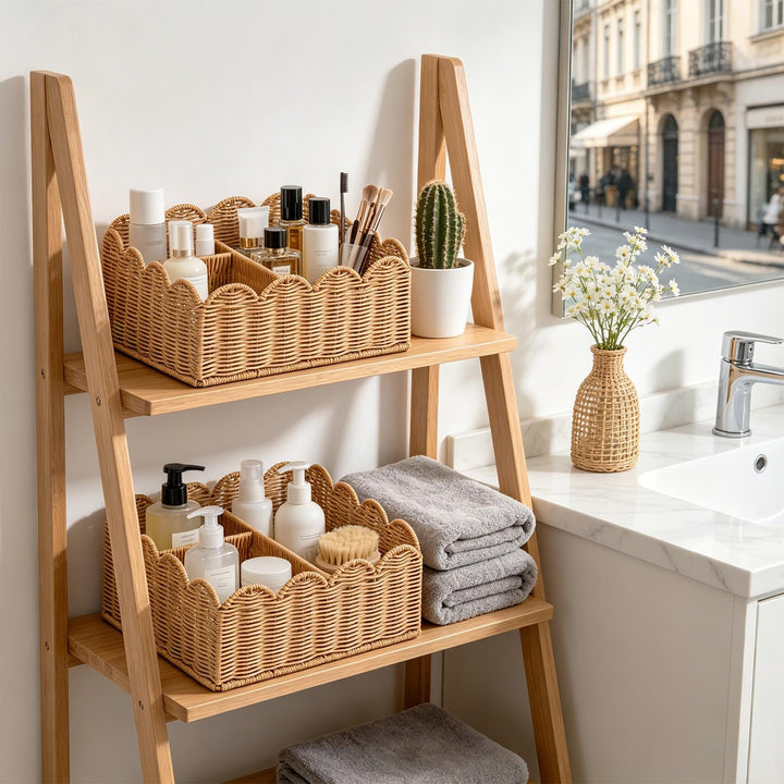 Decorative Scalloped Woven Storage Basket Kalsten
