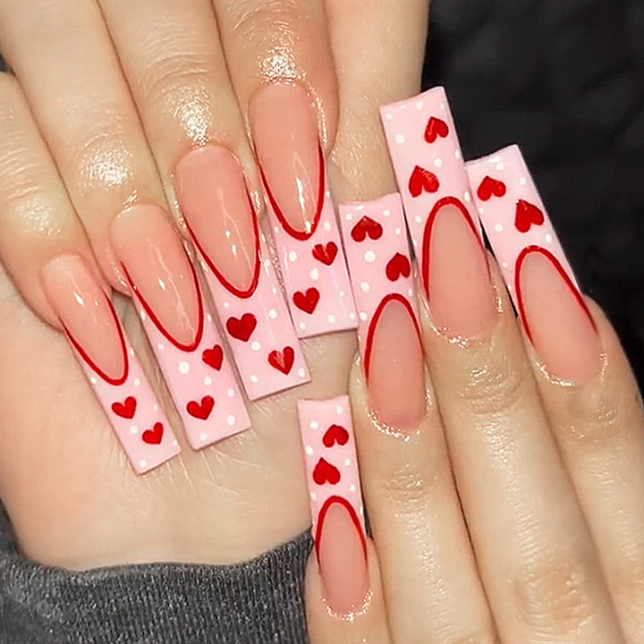 Creative nail art set with heart and ombre design Kalsten