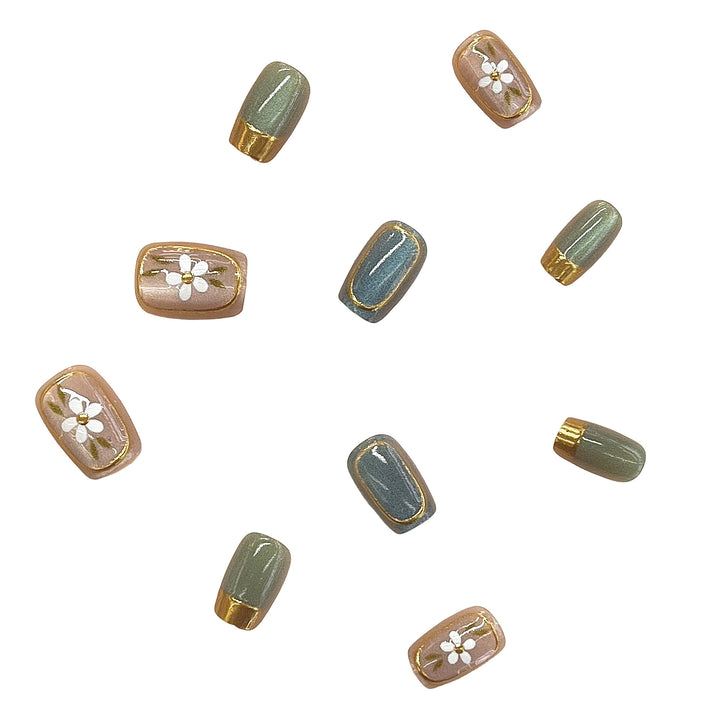 Floral Accent Press-On Nail Art Set Kalsten