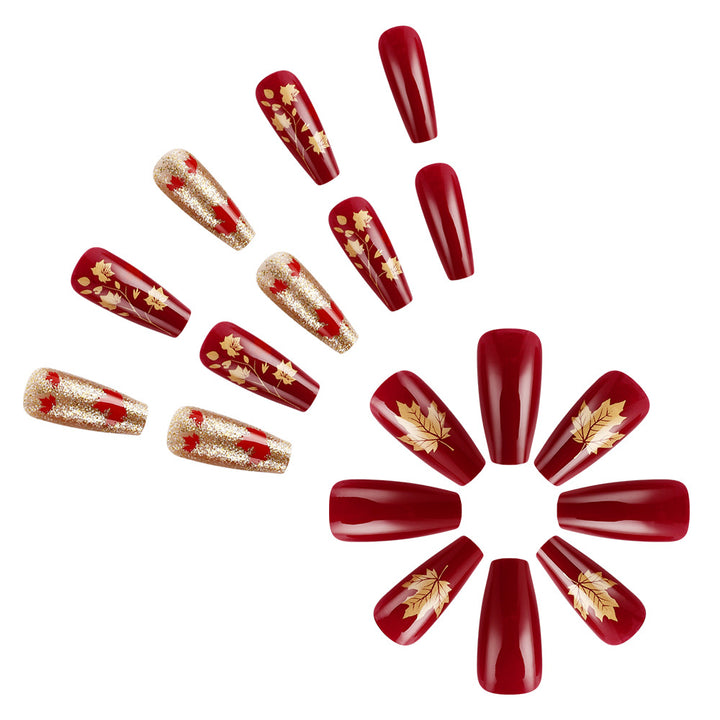Artistic Fall-Themed Press-On Nail Art Kalsten
