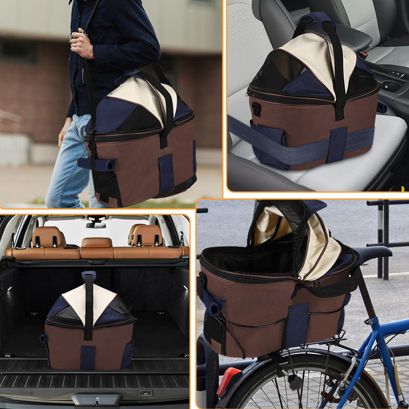 collapsible breathable soft pet carrier bag with mesh canopy and exterior pockets Kalsten