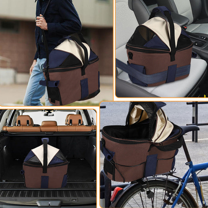 collapsible breathable soft pet carrier bag with mesh canopy and exterior pockets Kalsten