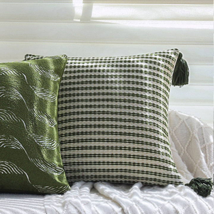 Square cushion cover made of microvelours with subtle wave structure Kalsten