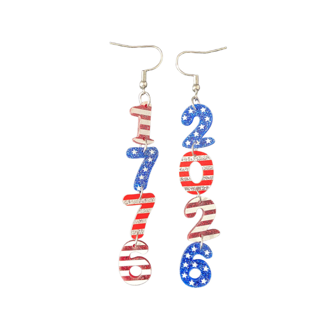 Women's nan glitter layered number cascade dangle earrings with French hooks Kalsten