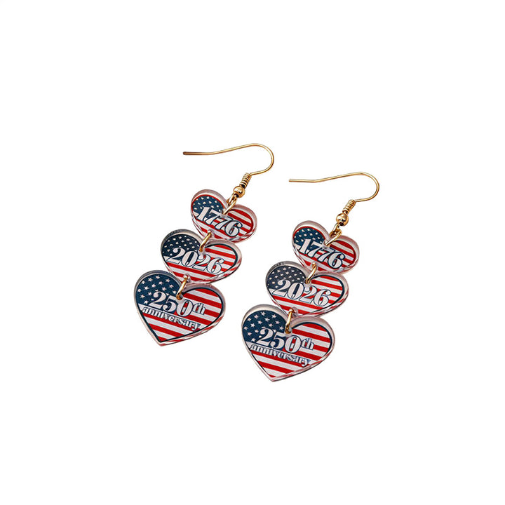 Women's nan patriotic bow dangle acrylic earrings with gold plated hooks and lightweight charm Kalsten