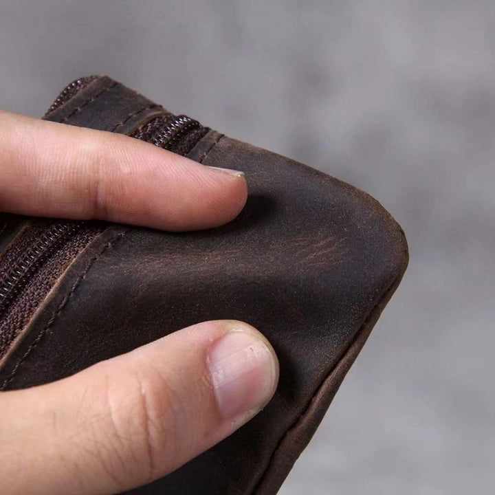 Compact Leather Zippered Coin Pouch Kalsten
