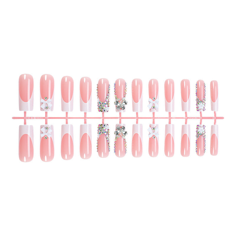 Decorative Press-On Nail Art Set with Rhinestone Accents kalsten
