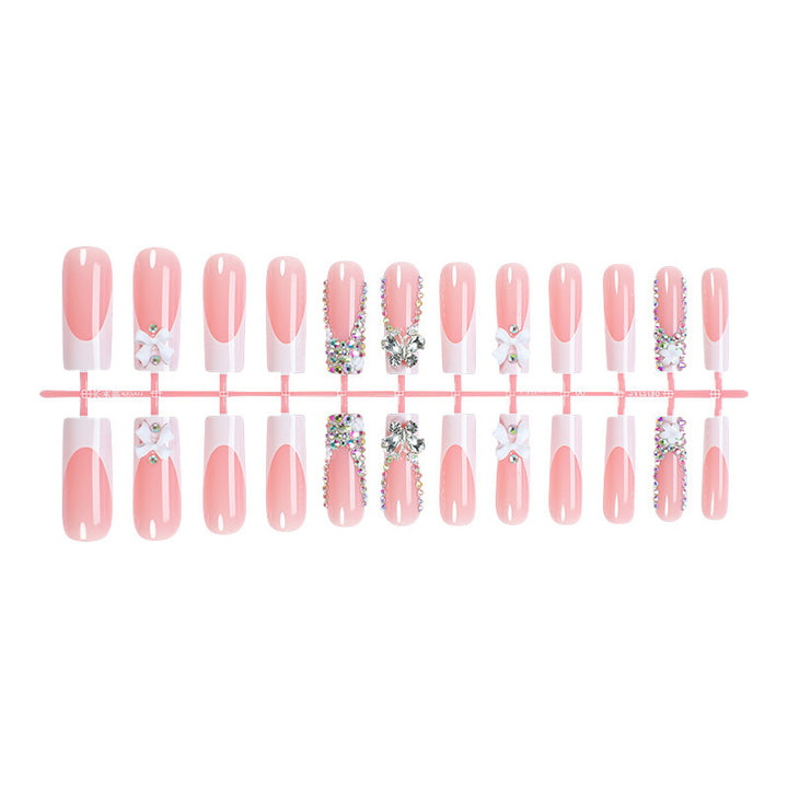 Decorative Press-On Nail Art Set with Rhinestone Accents kalsten