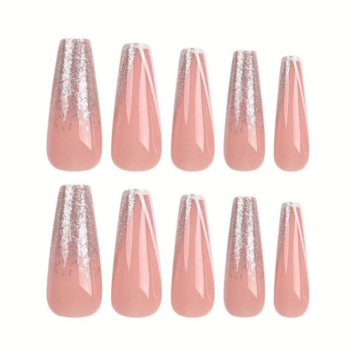 Artful stiletto nails with glitter and French tip Kalsten